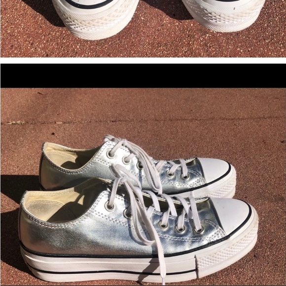 Rare- Silver Converse platform Chuck Taylors - Picture 3 of 5